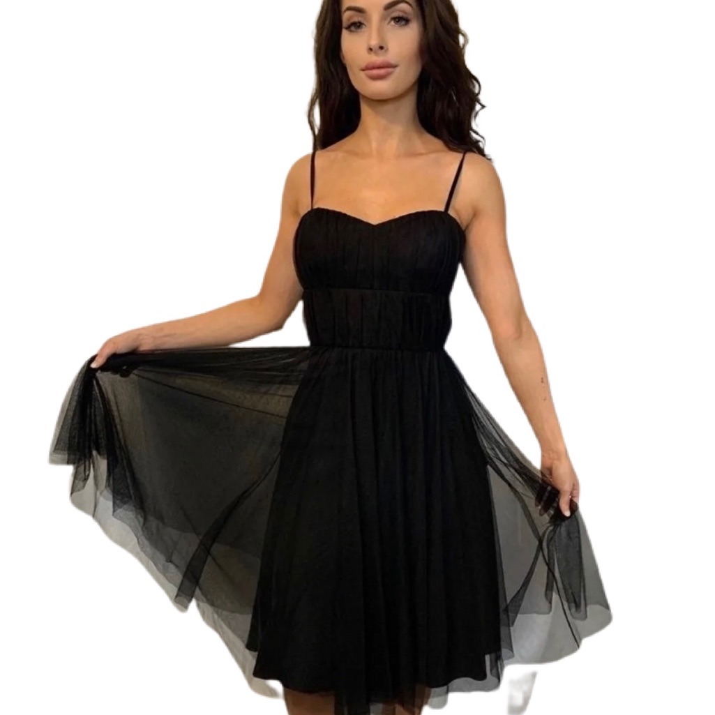 Banana Republic Black Tulle Bodice Mini Dress